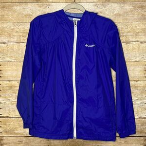 COLUMBIA GIRLS SIZE XL HOODED RAIN JACKET/WINDBREAKER OUTDOOR WEAR FULL ZIP
